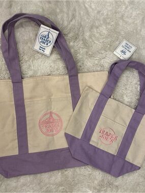 Trader Joe's Tote in Cream with Lavender- spring 2026